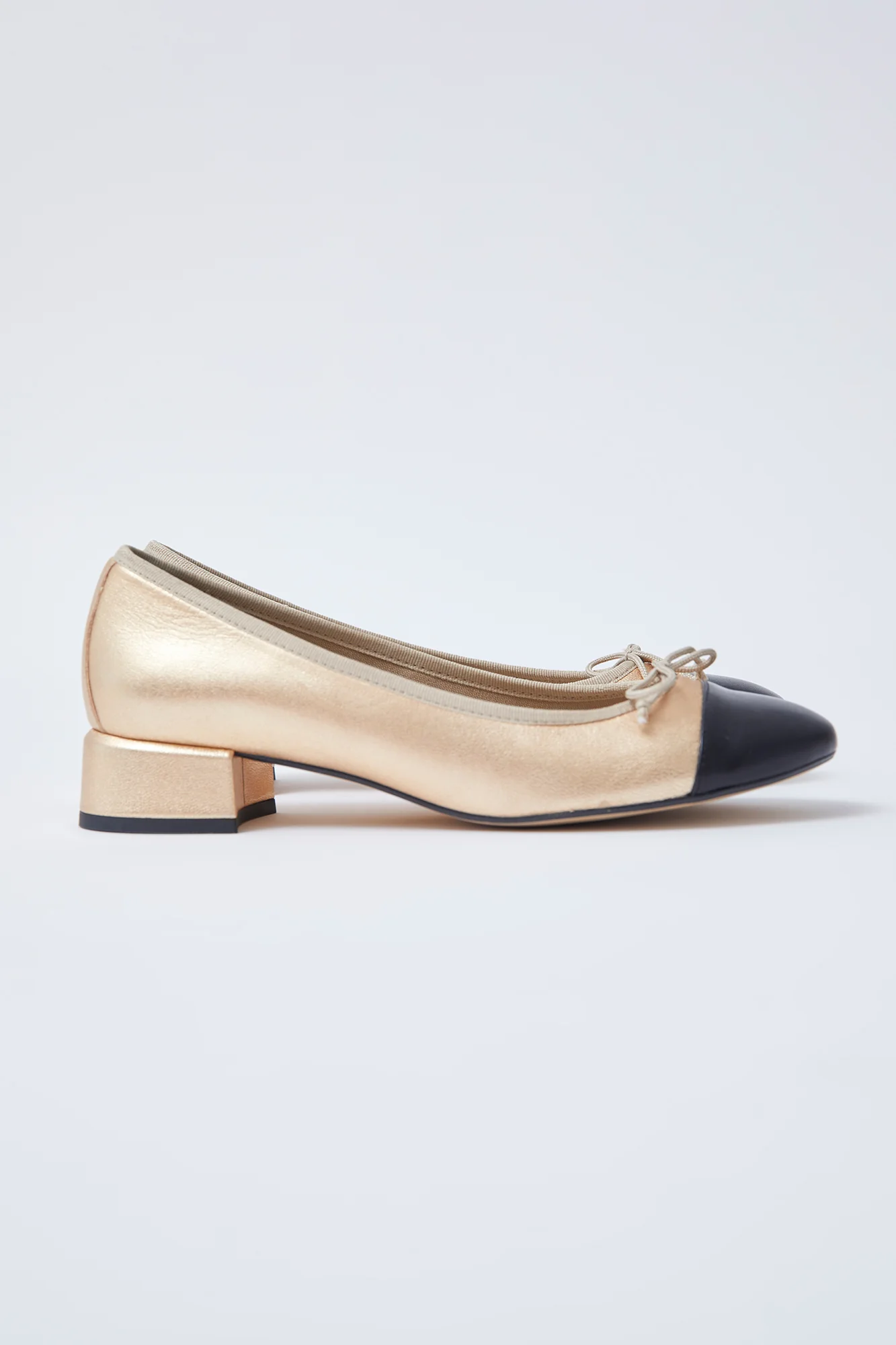 BAILARINA PIEL TACON DORADO/NEGRO