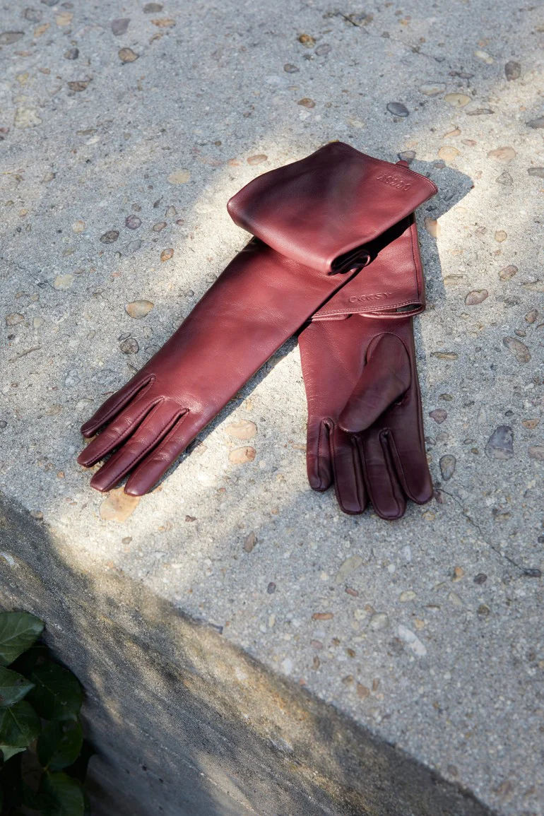 GUANTES PIEL BURDEOS
